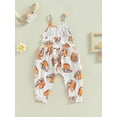 thumbnail image 4 of Bagilaanoe Toddler Baby Girl Jumpsuit Sleeveless Spaghetti Strap Football Print Romper Overalls 1T 2T 3T 4T 5T 6T Kids Long Pants Outfits, 4 of 8