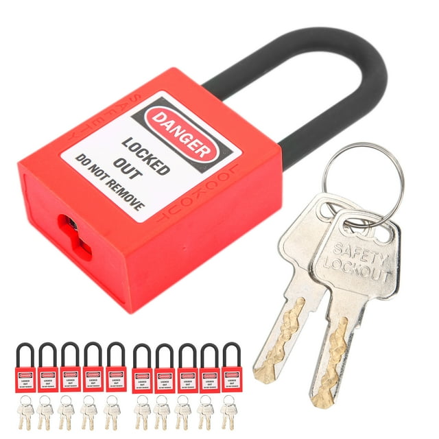 10 Sets 38mm Industrial Engineering Insulation Security Tool for Factories, Lockout Lock Dustproof Nylon, Keyed Differently Out Tag Different Padlocks