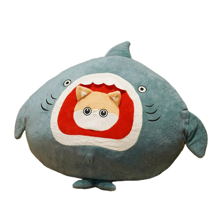 Pillow Skindy Cartoon Shark Fox Bunny Soft Stuffed Animal Head Pillow PP Cotton Filled Cute Decorations for Home Office Napping