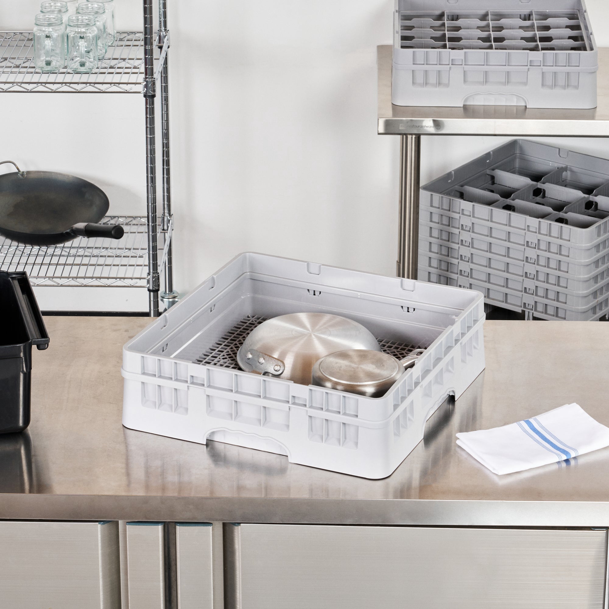 Restaurantware EXTENDER ONLY, Clean Tek Professional Glass Rack Extender, 1 Heavy Duty Gray Polypropylene Add-On, Durable with Closed Sides, Dishwasher Extender, Rack Sold Separately