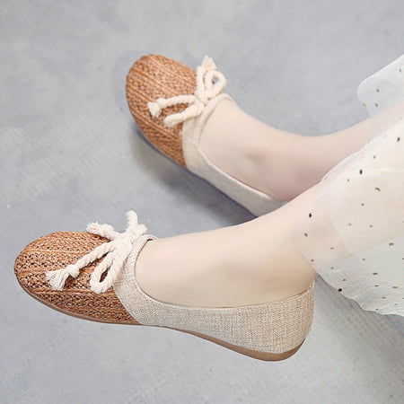 

YTJX Women s Ladies Fashion Casual Knit Cane Hollow Out Flat Loafers Casual Shoes