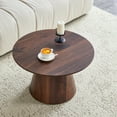 thumbnail image 4 of LUFTUT 25.6" Round Coffee Table, Modern Wood-Look Pedestal Coffee Table with 1" Thick Engineered-Wood Top, Mid-Century Center Table for Living Room, 300 lb Capacity (Brown), 4 of 7