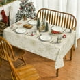 thumbnail image 2 of Christmas Tablecloth 60×84 Inch Rectangular, Simple Snow Stick Figure Beige Washable Table Cover for Party Picnic Dinner Decor, 2 of 6