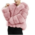 thumbnail image 2 of Somuwie Clearance Winter Women's Solid Color Warm Loose Lapel Faux Fox Fur Plush Coat, 2 of 4