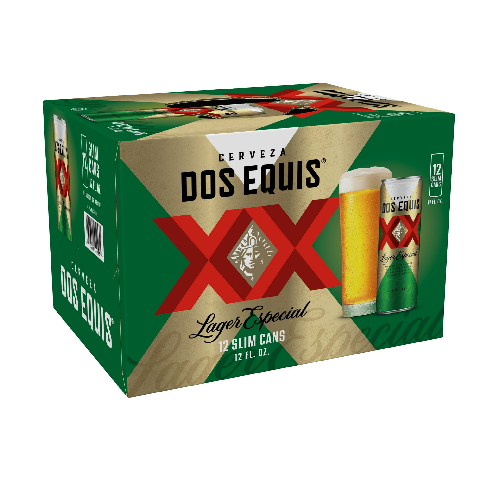 Dos Equis Mexican Import Lager Beer, 12 Pack, 12 fl oz Cans, 4.2% ABV