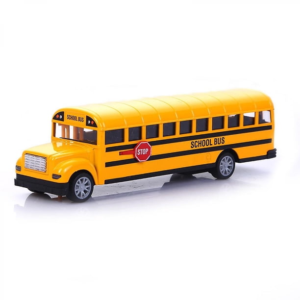 Modelo de juguetes de autobús escolar para niños, vehículo de juguete amarillo de nariz larga para niños pequeños con luces LED intermitentes y música, funciona con pilas de gran tamaño Bump and Go Feliz Sencillez
