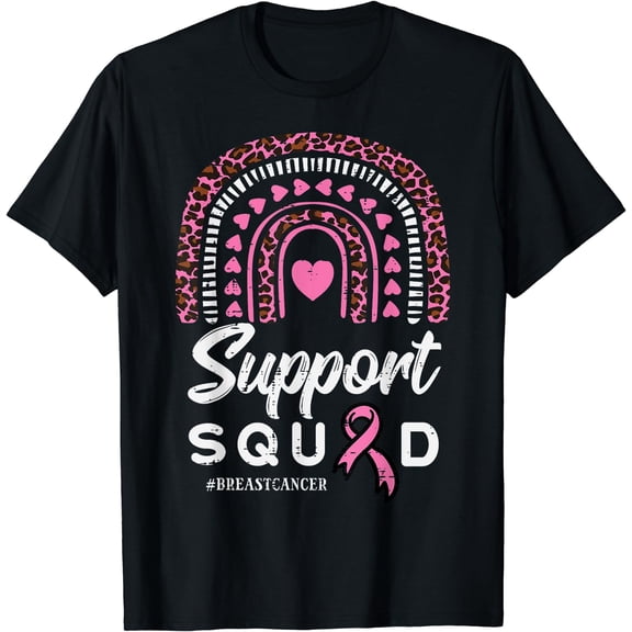 Support Squad Pink Rainbow Breast Cancer Awareness Women T-Shirt