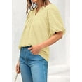 thumbnail image 4 of PRETTYGARDEN Womens Summer Tops Ruffle V Neck Blouses Loose Puff Short Sleeve Jacquard Babydoll Tops Casual Dressy T-Shirts, 4 of 9