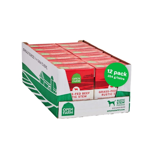 Open Farm Rustic Stews Wet Dog Food, Grain-Free, Complete & Balanced with Human-Grade Ingredients, Humanely-Raised Meat & Bone Broth, Grass-Fed Beef