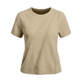 thumbnail image 5 of Linen Cotton Tops For Women Summer Crew Neck Short Sleeve Solid Polished Beach Vacation Weekend Casual Travel Outfit Daytime Layering Streetwear Daily, 5 of 6