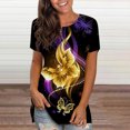 thumbnail image 1 of Puntoco - Blusa de manga corta con estampado digital de mariposa y cuello redondo para mujer Puntoco Puntoco-8345, 1 of 4