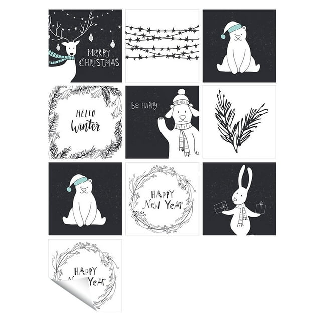 Agiferg 1Set 10pc Self Adhesive Tile Cartoon Print Sticker Kitchen Bathroom Wall Sticker Decoration