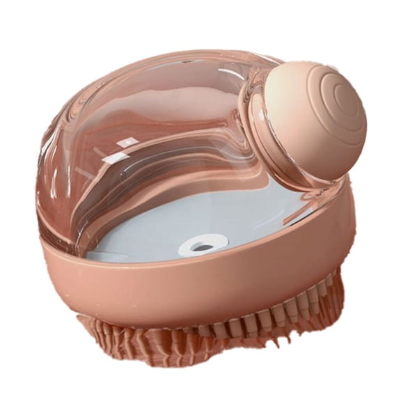 Dog Shower Brush Pet Dog Grooming Massage Bath Cleaning Brush with Shampoo Dispenser for Long Hair Dogs and Cats,Pink