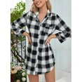Sprifallbaby Womens Long Sleeve Nightgowns Plaid Button down Night