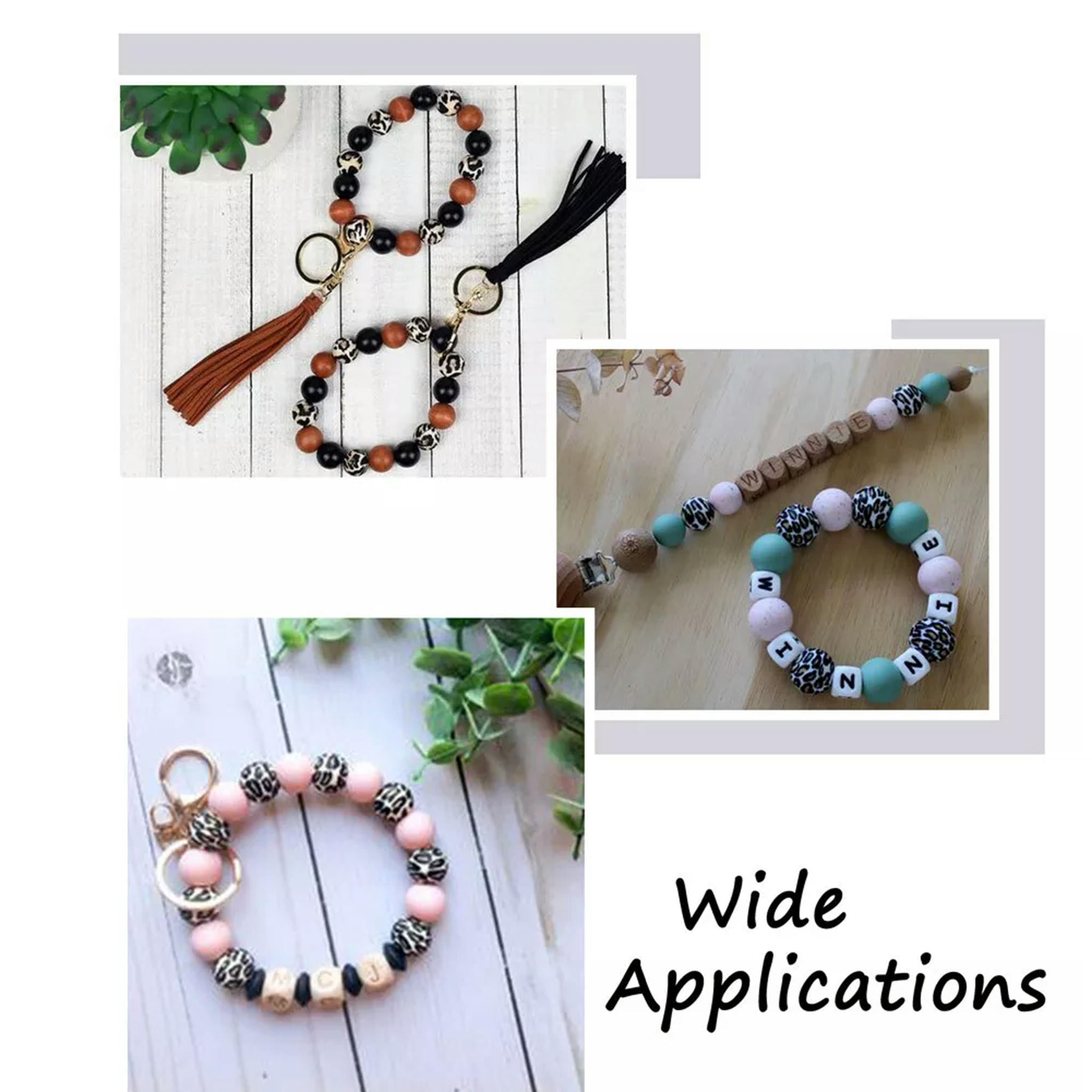 EOEMY 50Pc 13mm Round With Leopard Printed Natural Wooden Beads Peru Ball Loose Spacer