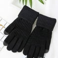 thumbnail image 3 of Grofry Women Gloves,1 Pair Winter Men Knitting Touch-screen Non-slip Gloves Warmer Mittens Black, 3 of 6