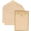 JAM Paper Wedding Invitation Set, Large, 5 1/2 x 7 3/4, Gold Heart Set, Ivory Card with Ivory Envelope, 100/pack