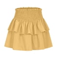 thumbnail image 3 of Women's High Waist Ruffle Mini Skirt Cute Tiered Short Skirt with Shorts Smocked Ruffle Skirt Two Piece Sets for Women Summer Skirt Yellow S, 3 of 5