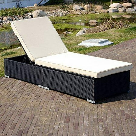 Walcut Patio Wicker Rattan Outdoor Furniture Pool Chaise Lounge Walcut Patio Wicker Rattan Outdoor Furniture Pool Chaise Lounge Chair 1pcs Bed