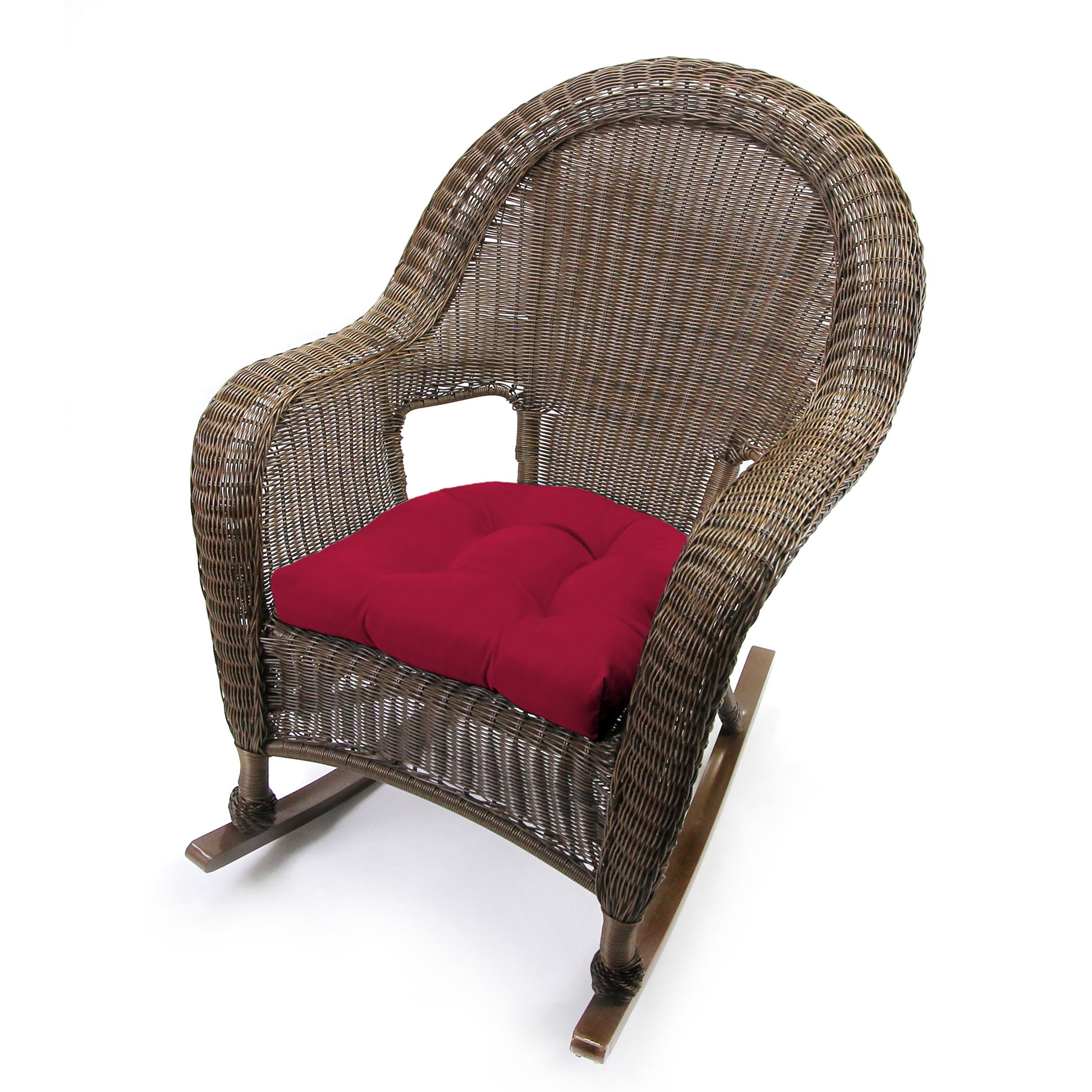 Jordan Manufacturing 18" x 18" Pompeii Red Solid Square Tufted Contoured Outdoor Wicker Seat Cushion