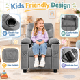 thumbnail image 4 of Pipleo Kids Recliner Chairs for Toddlers, Toddlers Recliner Chair with Cup Holder, Footrest, Side Pockets, Ergonomic Adjustable Velvet Kids Lounge Chair, Comfortable Recliner Chair for Boys Girls, 4 of 8
