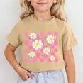 thumbnail image 2 of Girls T Shirts Kids Girls Summer Cute Flower Prints Short Sleeved Round Neck T Shirt Toddler Casual Breathable Tops Boys T Shirts Khaki 12 Years-13 Years, 2 of 4