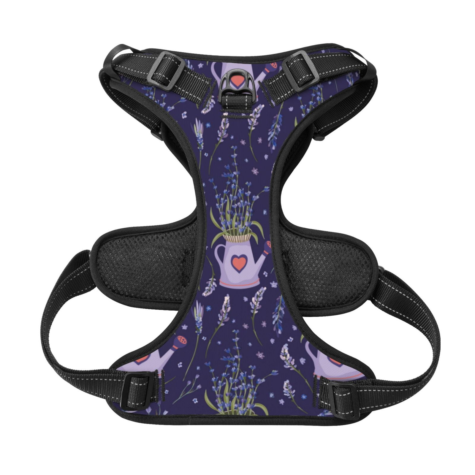Kdxio Lavender Flowers Print No Pull Dog Harness Adjustable Reflective Oxford Easy Control Medium Large Dog Harness for Training and Everyday-Small