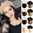 thumbnail image 3 of YEKEYI Wig Hat Wool Berets Extensions Stretchable Solid Cap Attached with Hair Straight Bob Synthetic Hairpiece Cap, 3 of 7