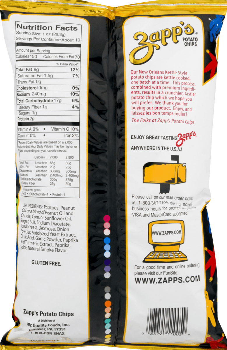 Zapp S New Orleans Kettle Style Voodoo Potato Chips 9 Oz Party Size Bag 3 Bags Walmart Com Walmart Com