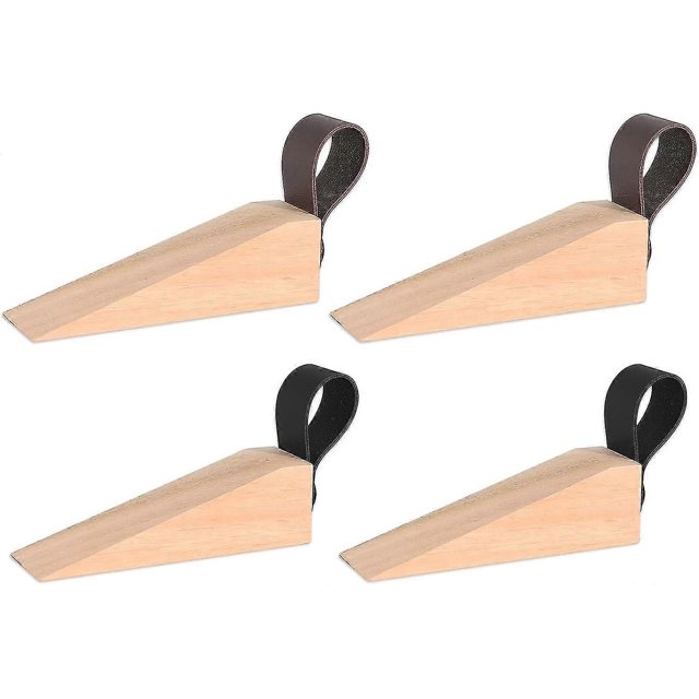 Cuña de puerta de madera antideslizante - Protector de dedos, 4 piezas