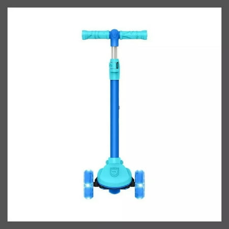 Kids Trike Scooter LED Lights Folding Blue/Green Grow Kick 3-Wheel