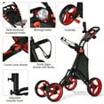 thumbnail image 2 of Goplus Folding 4 Wheels Golf Push Cart W/Bag Scoreboard Adjustable Handle Red, 2 of 11