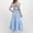 Blue, variant on 4-15 Years Child Teen Girls Summer Cotton Linen Maxi Dress with Back Bow Square Neck Ruffle Tiered A-Line Dress for Party Beach Vacation