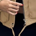 thumbnail image 4 of Lutiedan Cropped Jacket for Women Zip Up Long Sleeve Cargo Jacket Oversized Lapel Collar Utility Anorak Coat with Pockets,Khaki, 4 of 5