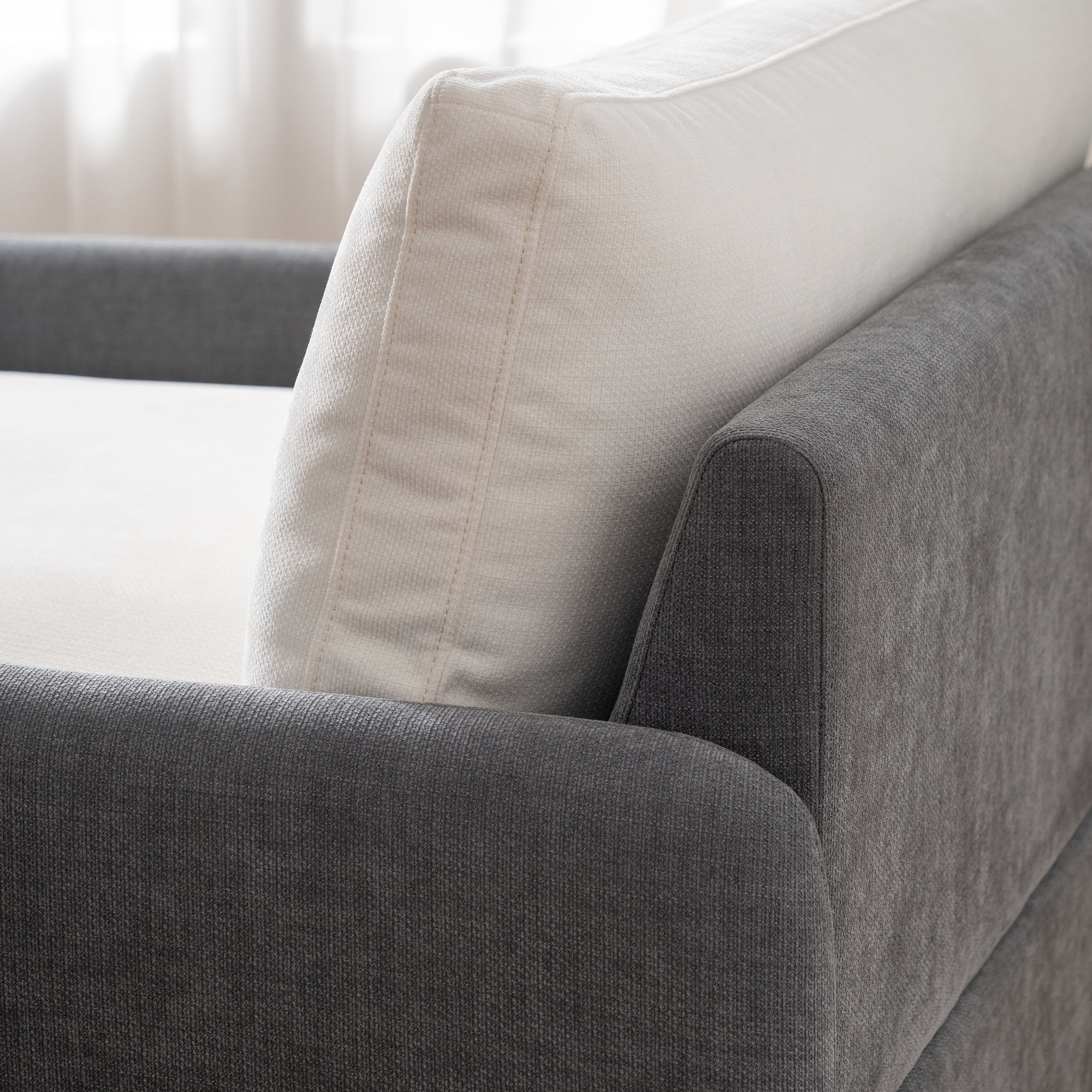 Leumius 50" Oversized Single Sofa Chair, Chenille Accent Chair with Wide and Deep Seat, Upholstered Armchair with Pillows for Living Room,Apartment,Bedroom, Gray+Cream