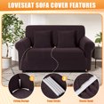 thumbnail image 4 of KINCAM 2-Seater Loveseat Slipcover, Stretch Couch Cover with 2 Pillow Cover, Machine Washable Furniture Protector, Dark Coffee, 4 of 7