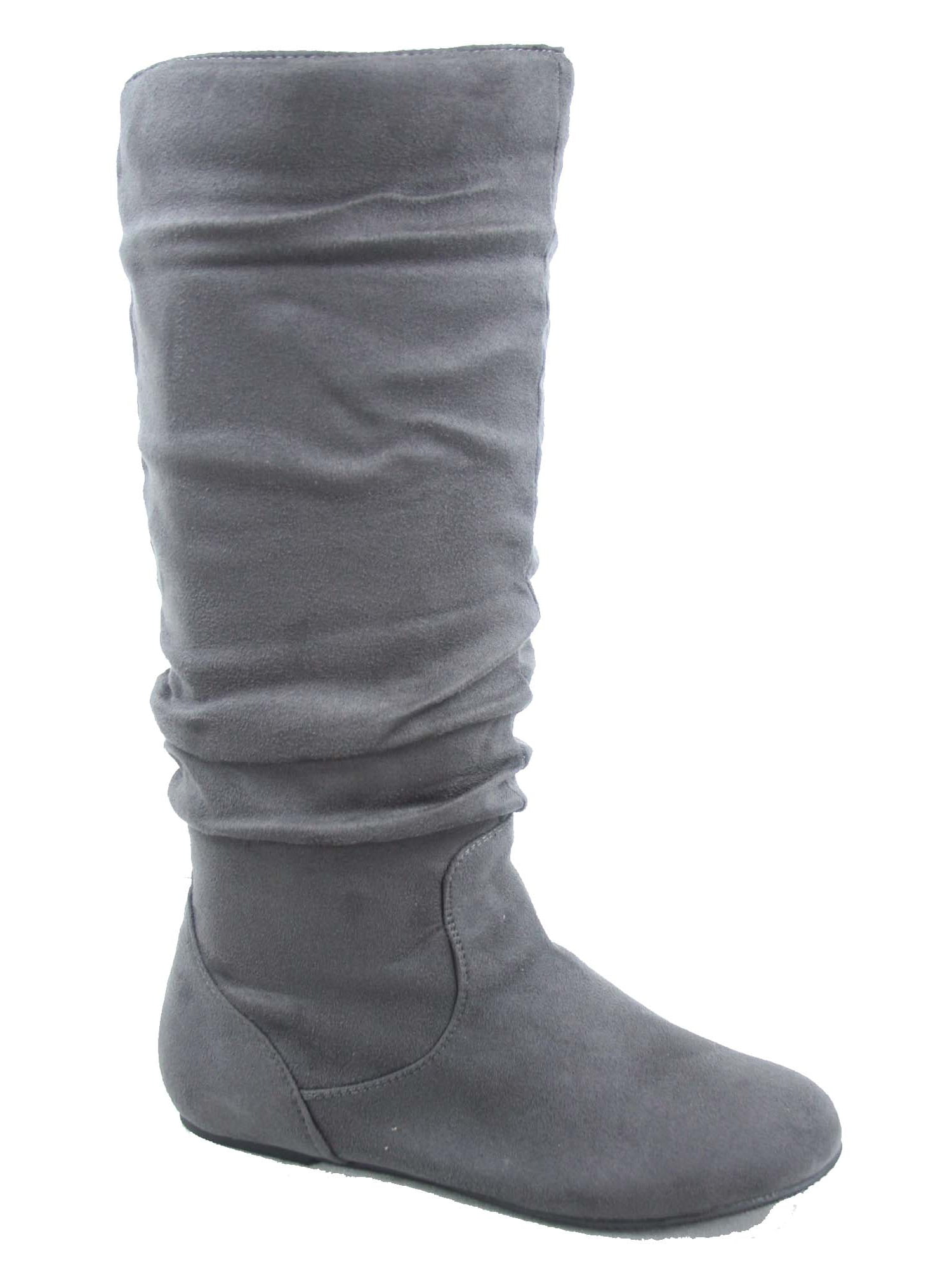 Women's Cute & Comfort Round Toe Flat Slouchy Mid Calf Knee High Boot Size 5-10 