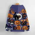 thumbnail image 4 of Chandails en Molleton à Capuche pour Femmes Manches Longues Halloween Pull avec Poche Imprimé Citrouille Squelette, 4 of 7