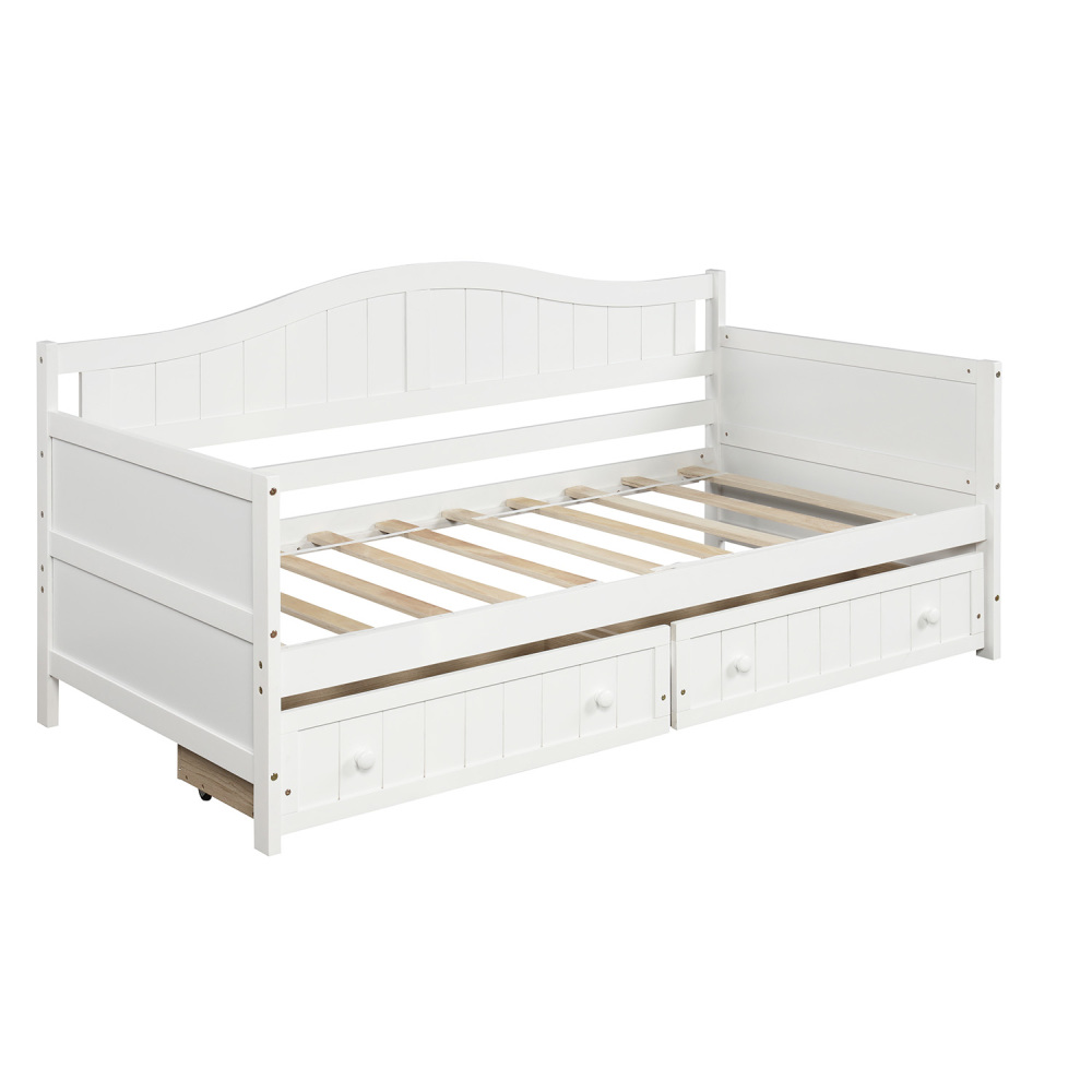 Hassch Twin Wooden Daybed With 2 Drawers,&nbsp;Sofa Bed For Bedroom Living Room,No Box Spring Needed,White - image 3 of 10