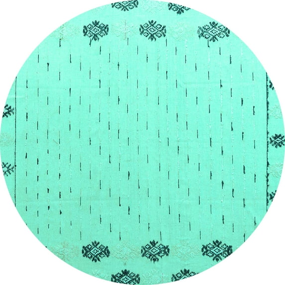Ahgly Company Indoor Round Solid Turquoise Blue Modern Area Rugs, 7' Round