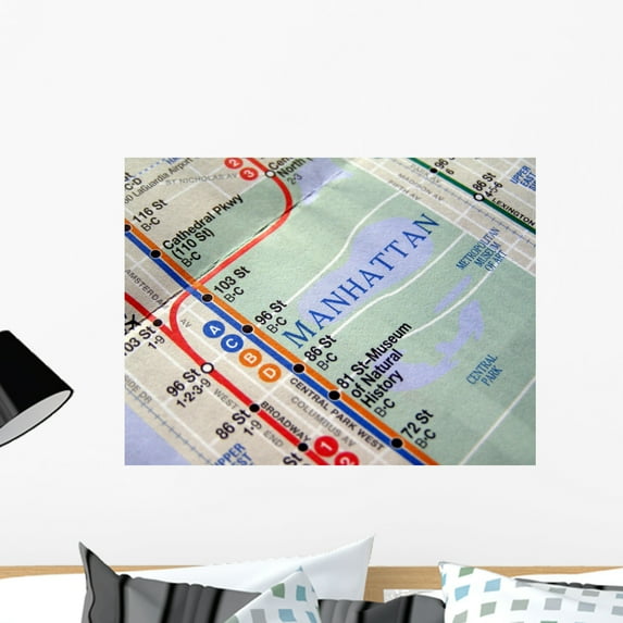 New York Subway Map Wall Mural Decal Sticker, Wallmonkeys Peel & Stick Vinyl Graphic (24 in W x 18 in H)