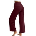 thumbnail image 2 of NELEUS Womens 27" Wide Leg Pants Athletic Yoga Leggings Casual Sweatpants Stretch Dress with Pockets,Wine Red,US Size XL, 2 of 11