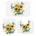 thumbnail image 2 of Spring Sunflower Bathroom Rugs Set Watercolor Pastoral Blue Butterfly Non Slip Absorbent Soft Bath Mats 3 Piece Set with Bathroom Rug, U-Shaped Floor Mat, Toilet Seat Cover Large Size, 2 of 9