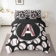 thumbnail image 3 of Homewish Baseball Initial Letter Twin Bedding Sets 7-Piece, Cartoon Monogrammed A Bedding Comforter Set, Kawaii Ball Print Reversible Sheet Sets, Breathable Home Decor, 3 of 8