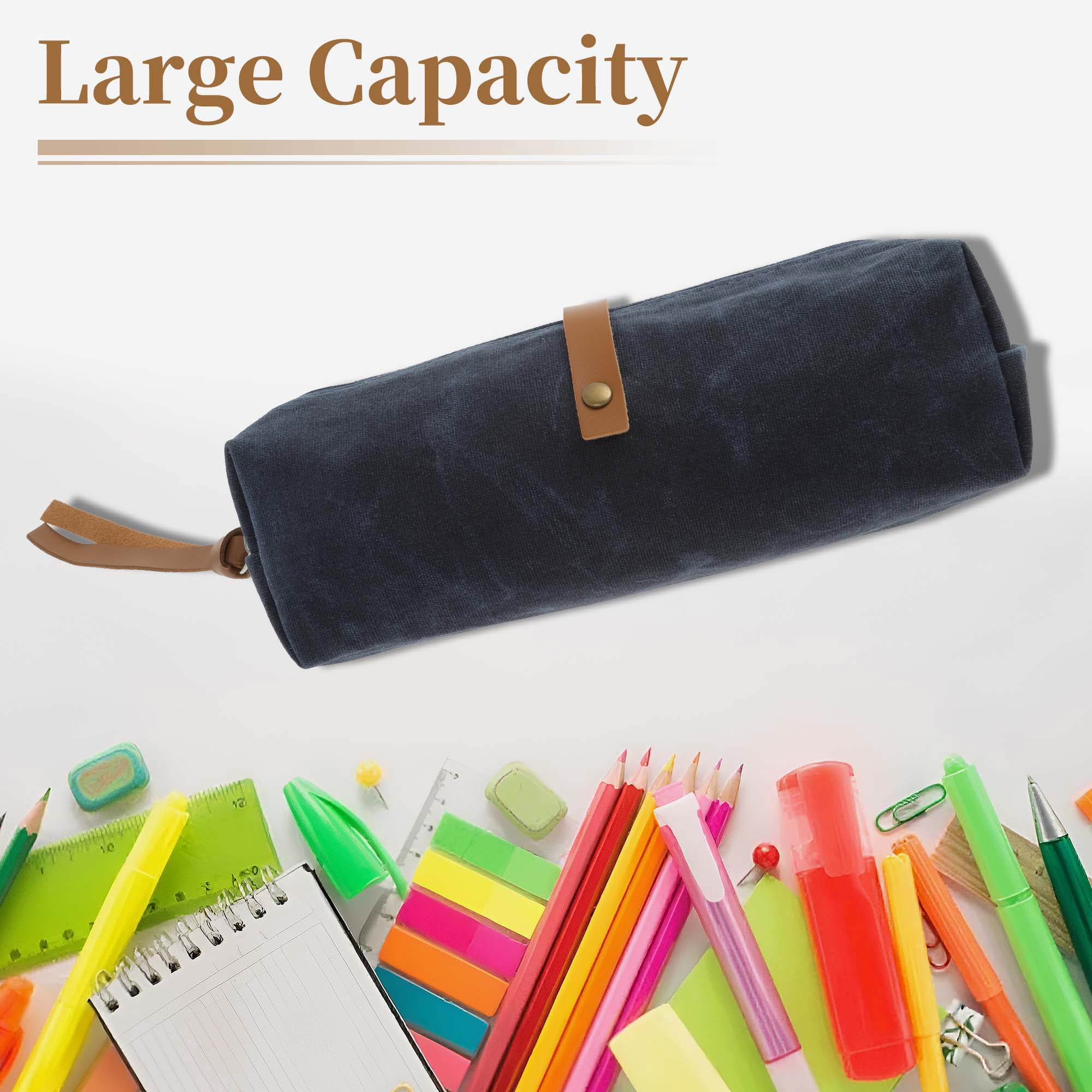 Unique Bargains Waxed Style Aesthetic Pen Bag Organizer Blue
