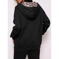 thumbnail image 3 of WULMLEO Women's Casual Solid Zip Up Hoodies Long Sleeve Sweatshirts Leopard Hooded Sweatshirt Tops Black S, 3 of 3