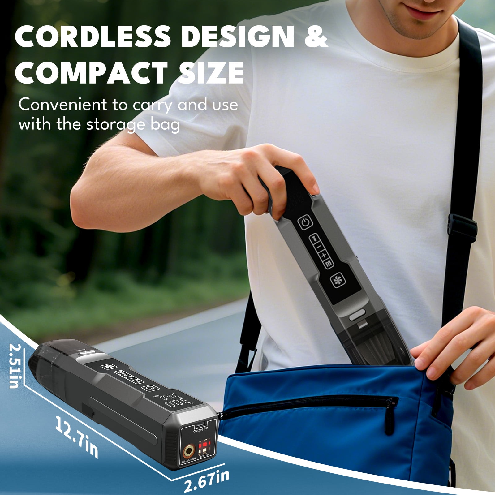 KIVDIT Cordless Tire Inflator Portable Air Compressor, 150PSI, 5400mAh Long Range Battery, Air Pump for Car Tires, Bike, Motorcycle, Electric Pump with LED Light & Digital Pressure Gauge