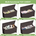 thumbnail image 6 of Bellemave Modern Kids Toy Storage Box with Safety Hinged Lid Wooden Storage Box Kids Sitting Bench Play room and Bedroom Storage Chest Toy Box for Children, Boys, Girls (Dark Brown), 6 of 13