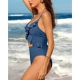 thumbnail image 3 of Charmo Womens Ruffle One Piece Swimsuits Cutout High Cut Bathing Monokini, 3 of 6