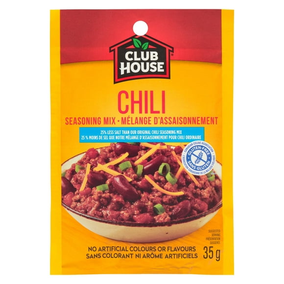 Club House, mélange pour sauce sèche / assaisonnement / marinade, chili, moins de sel 35 g